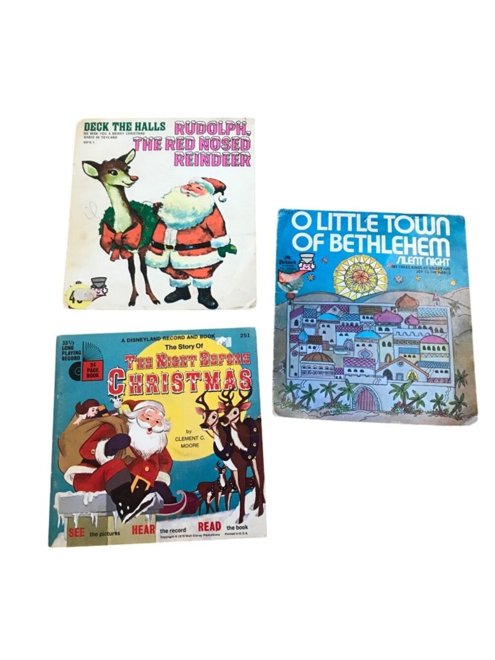 Disneyland Record Book  7" 33 1/3 RPM Read Along Set Of 3 Vintage